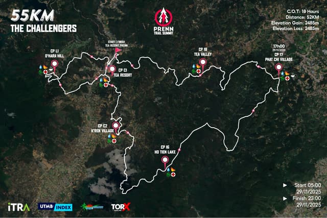 PRENN TRAIL SUMMIT 2025 - Bản Đồ Đường Chạy