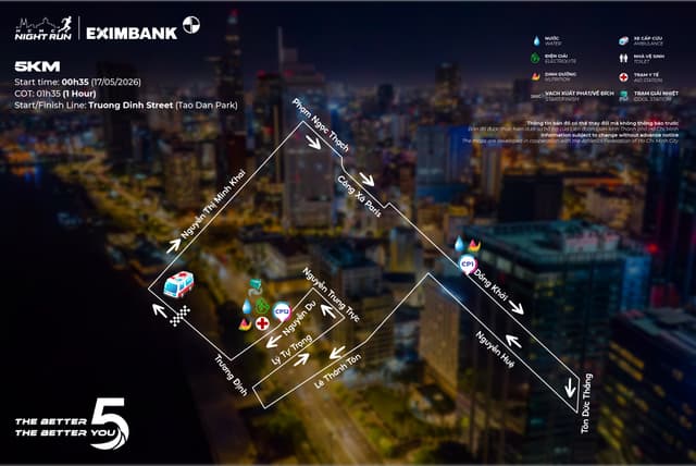 HO CHI MINH CITY NIGHT RUN EXIMBANK 2026 - Bản Đồ Đường Chạy