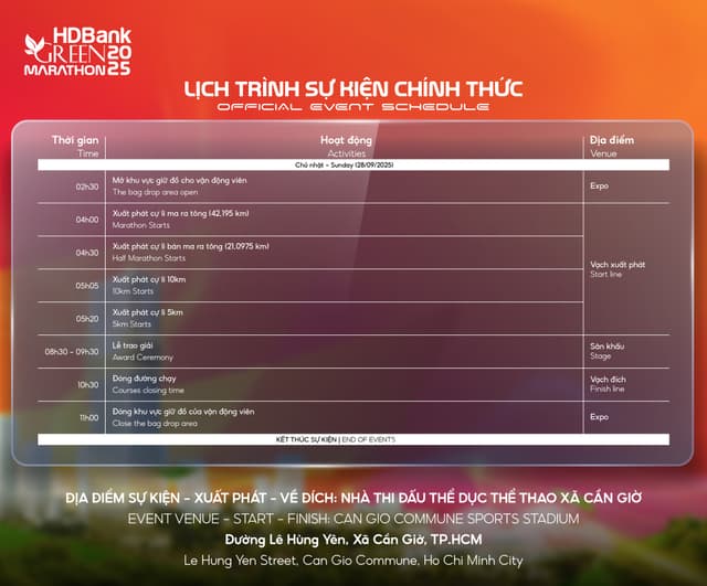 HDBank Green Marathon 2025 - Lịch Trình Sự Kiện