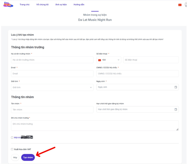 Hướng dẫn đăng ký nhóm