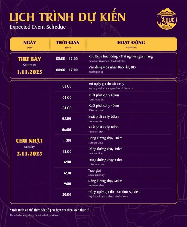 HUE HERITAGE TRAIL 2025 - Lịch Trình Sự Kiện