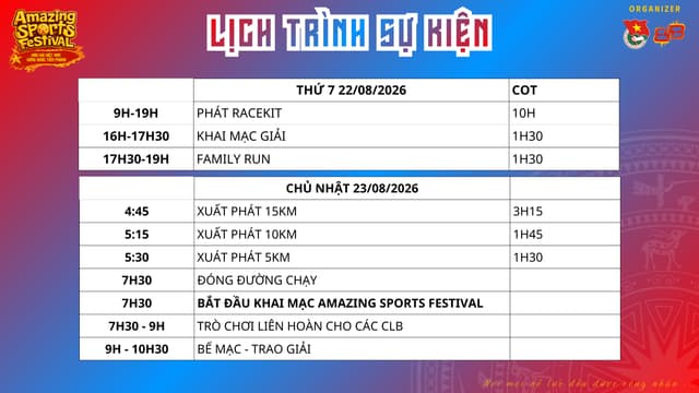 AMAZING SPORTS FESTIVAL - Lịch Trình Sự Kiện