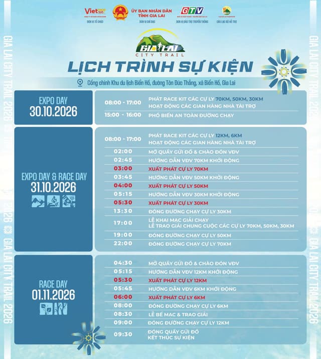 GIA LAI CITY TRAIL - GIẤC MƠ ĐẠI NGÀN 2026 - Lịch Trình Sự Kiện
