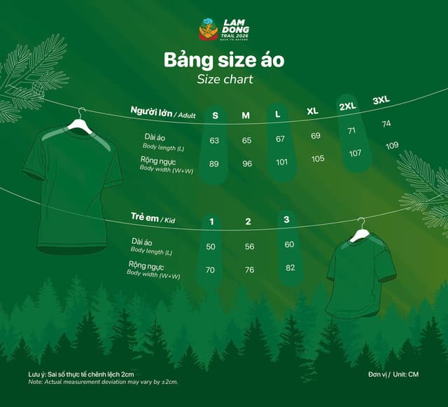 Lamdong Trail 2026 - Cỡ Áo