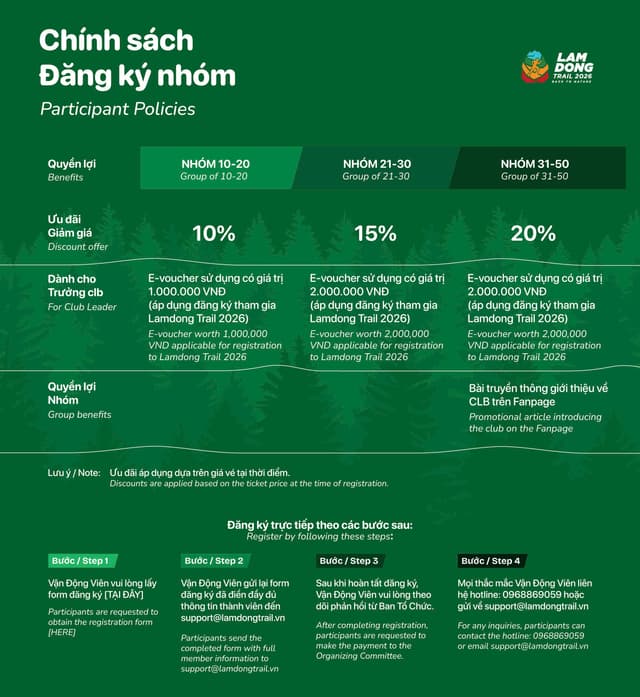 Lamdong Trail 2026 - Bảng Giá Vé
