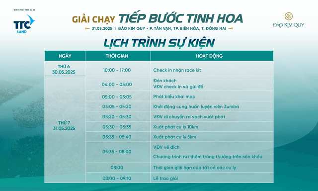 GIẢI CHẠY MARATHON TIẾP BƯỚC TINH HOA 2025 - Lịch Trình Sự Kiện